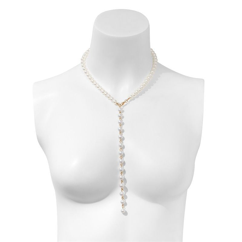 Simple Pearl Beads Long Tassel Pendant Necklace