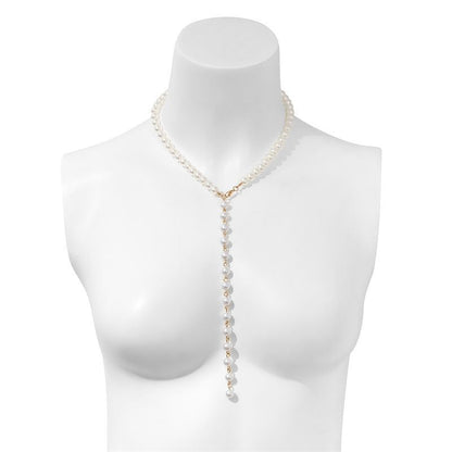Simple Pearl Beads Long Tassel Pendant Necklace