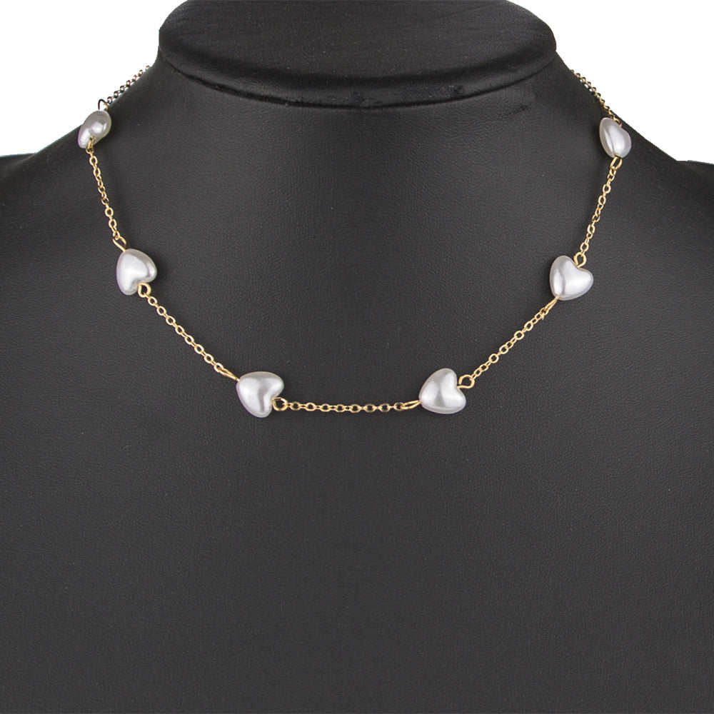 Gothic Baroque Pearl Heart Choker Necklace