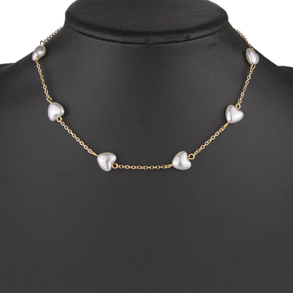 Gothic Baroque Pearl Heart Choker Necklace