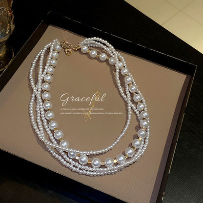 Multi Layered Imitation Pearl Beads Clavicle Chain Necklace
