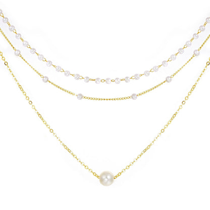 Pearl Pendant Multi-layer Necklace Stylish Women
