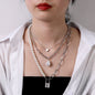 Heart Star Charm Paperclip Chain Choker Necklace Layered Lock Pendant