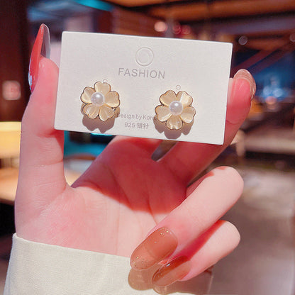 Opal Flowers Pearl Earrings