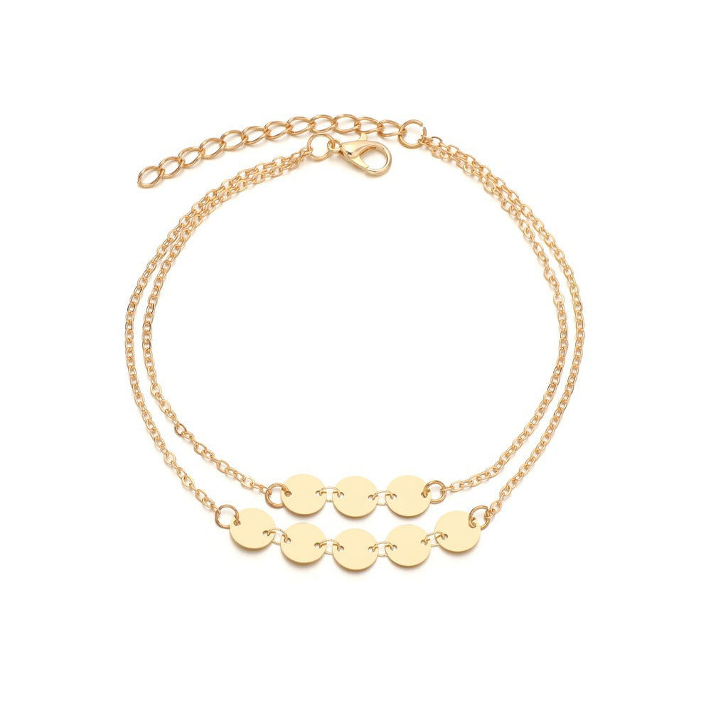 Double Layer Disc Anklet Chain