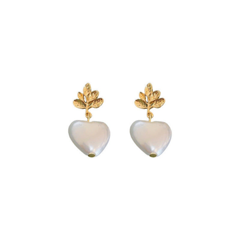 Heart Pearl Pendant Earrings