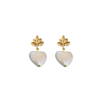 Heart Pearl Pendant Earrings