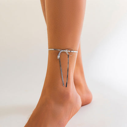 Simple Women Foot Bracelet Snake Chain Long Bow Anklet Chain