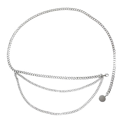 Multilayer Metal Waist Chain Dress Belts Metal Belt