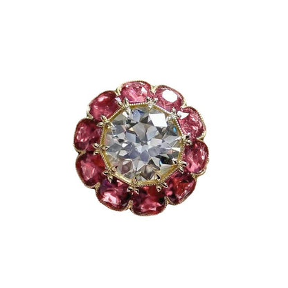 Women's Handmade Diamond Gold-plated Inlaid Ruby Hand Rings