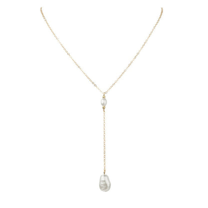 Women Pearl Sweater Chain Necklace