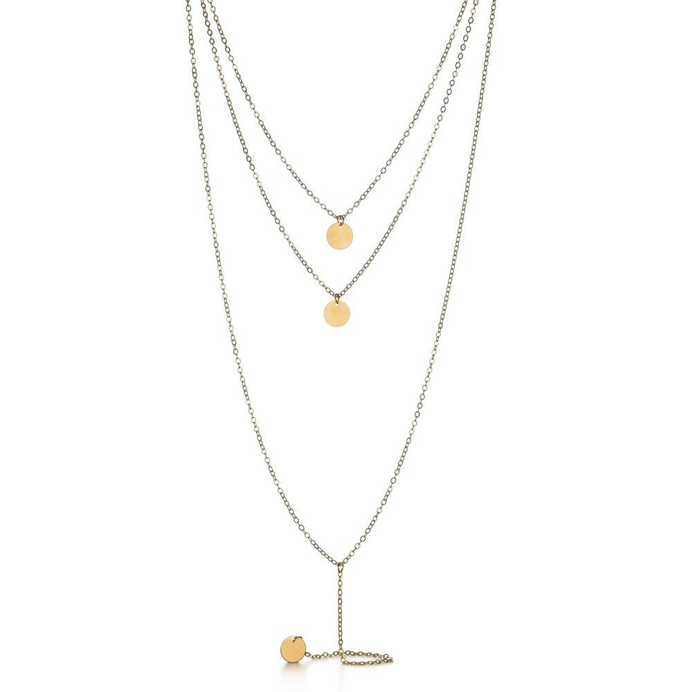 Coin Chain Pendant Sequins Multi Layers Necklaces