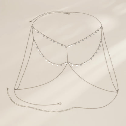 Layer Round Tassel Chest Chain