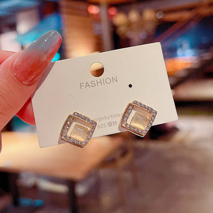 Opal Earrings Geometric Square