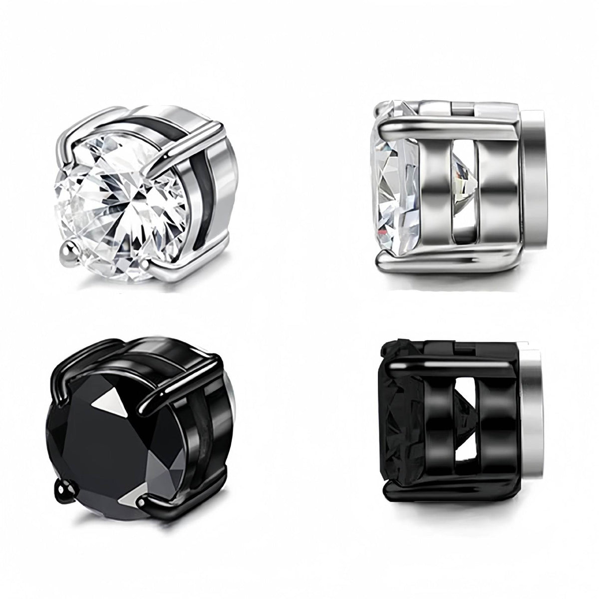 Magnetic CZ Stud Earrings for Men Women, Multi Sets 6mm Non-Piercing Clip On Hypoallergenic Stainless Steel