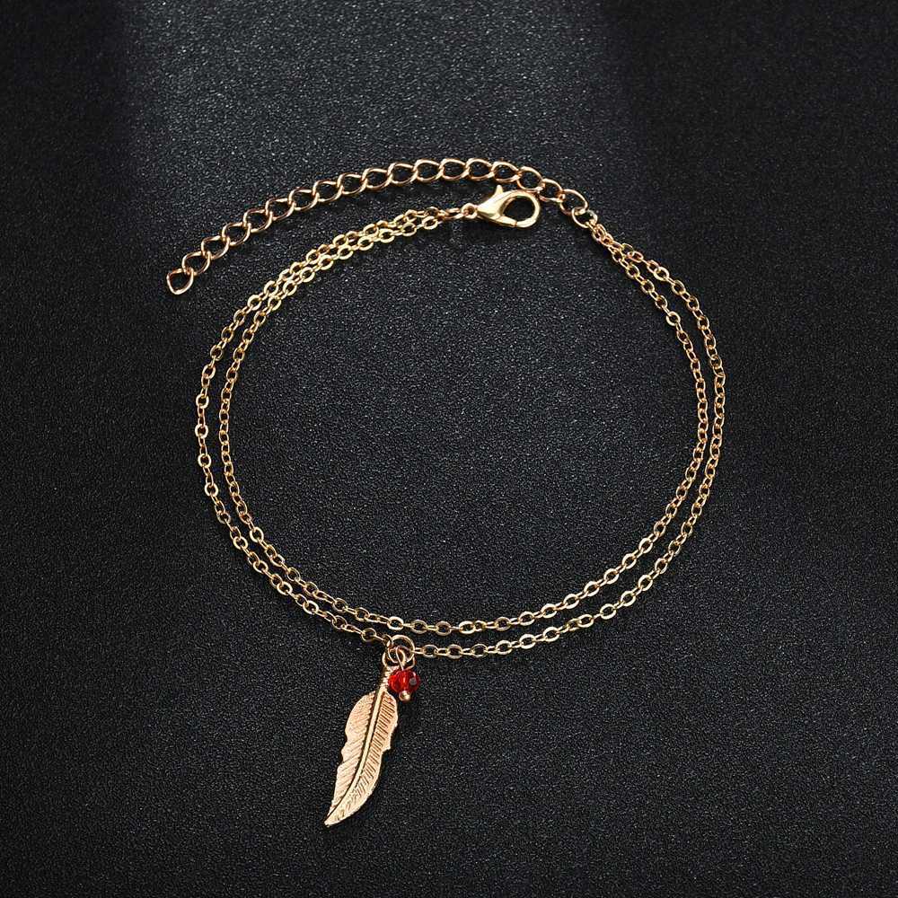 Bead Feather Anklet Bracelet Foot Jewelry