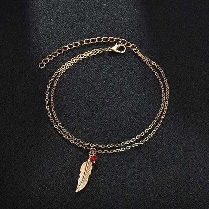 Bead Feather Anklet Bracelet Foot Jewelry