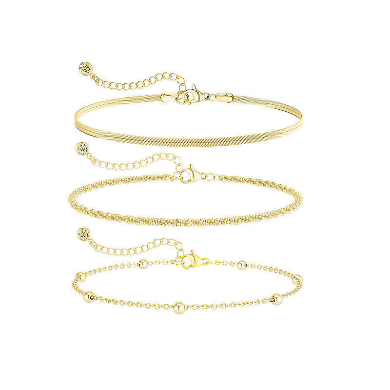 Round Beads Link Chain Anklet Jewelry