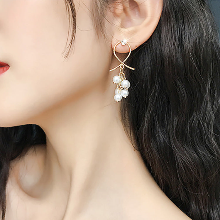 Long Tassel Pearl Drop Earrings