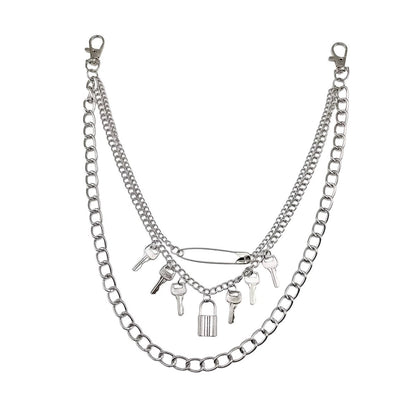 Vintage Metal Key Pendant Multi-layer Waist Chain