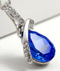 Colorful Crystal Water Drop Pendant Stone Necklace