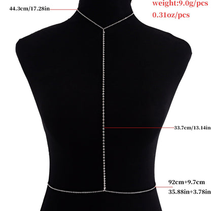 Bra Chain Sexy Cross Rhinestone Body Chain