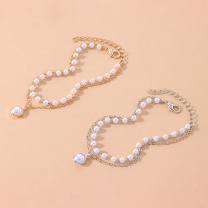 Pearl Double Layers Beaded Chain Bracelet