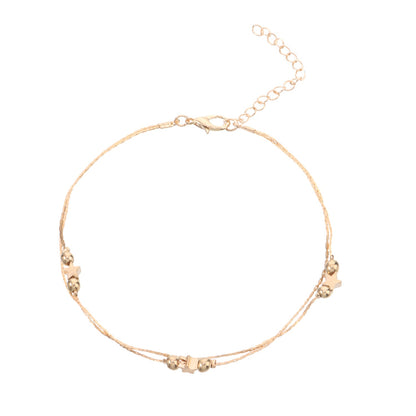 Double Twist Chain Beads Star Charm Foot Bracelets