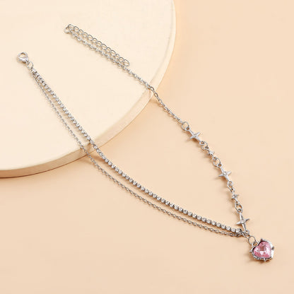 Sweet Crystal Love Stone Fashion Jewelry Women Necklace