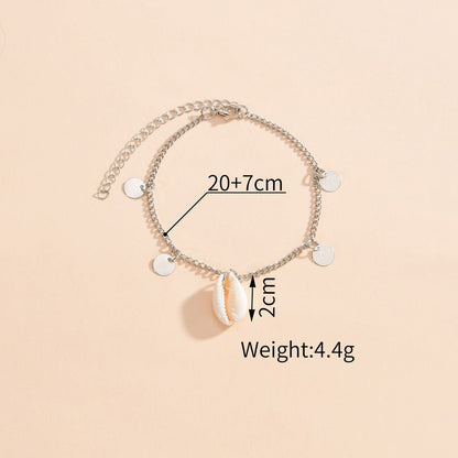 Beach Shell Pendant Circular Tassel Women Anklet Jewelry
