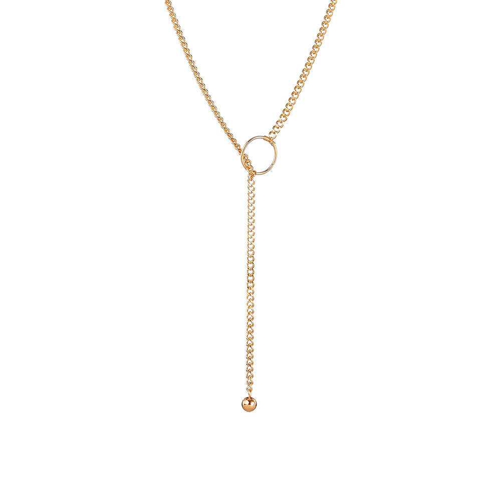 Drop Tassel Choker Necklace Long Thin Chain