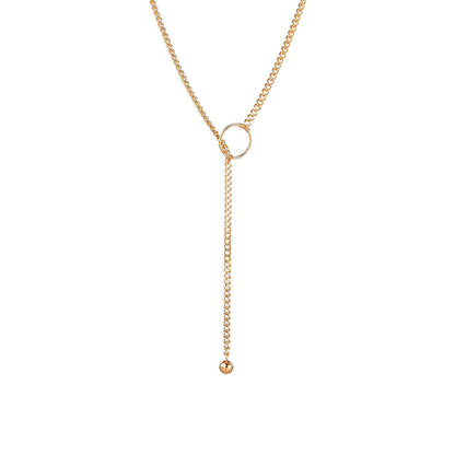 Drop Tassel Choker Necklace Long Thin Chain