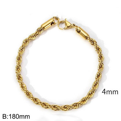 Women's & Men's Popular Simplicity Gold Stainless Steel Hemp Bracelets
