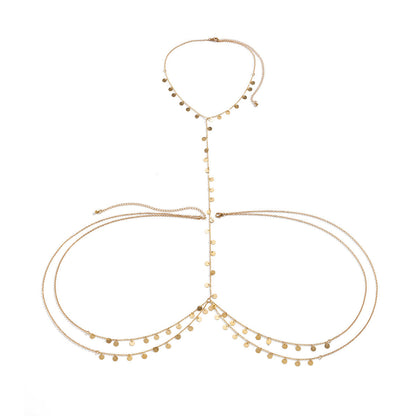 Sexy Imitation Pearl Star Multi-Layer Bikini Breast Chain Body Chain