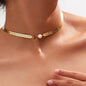 Simple Pearl Charm Fish Bone Chain Short Choker Necklace