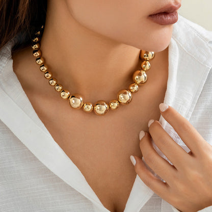 Punk Large Beads Short Necklaces
