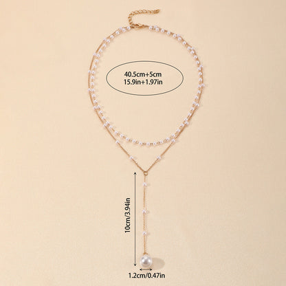 New Pearl Necklace Tassel Layered Necklace