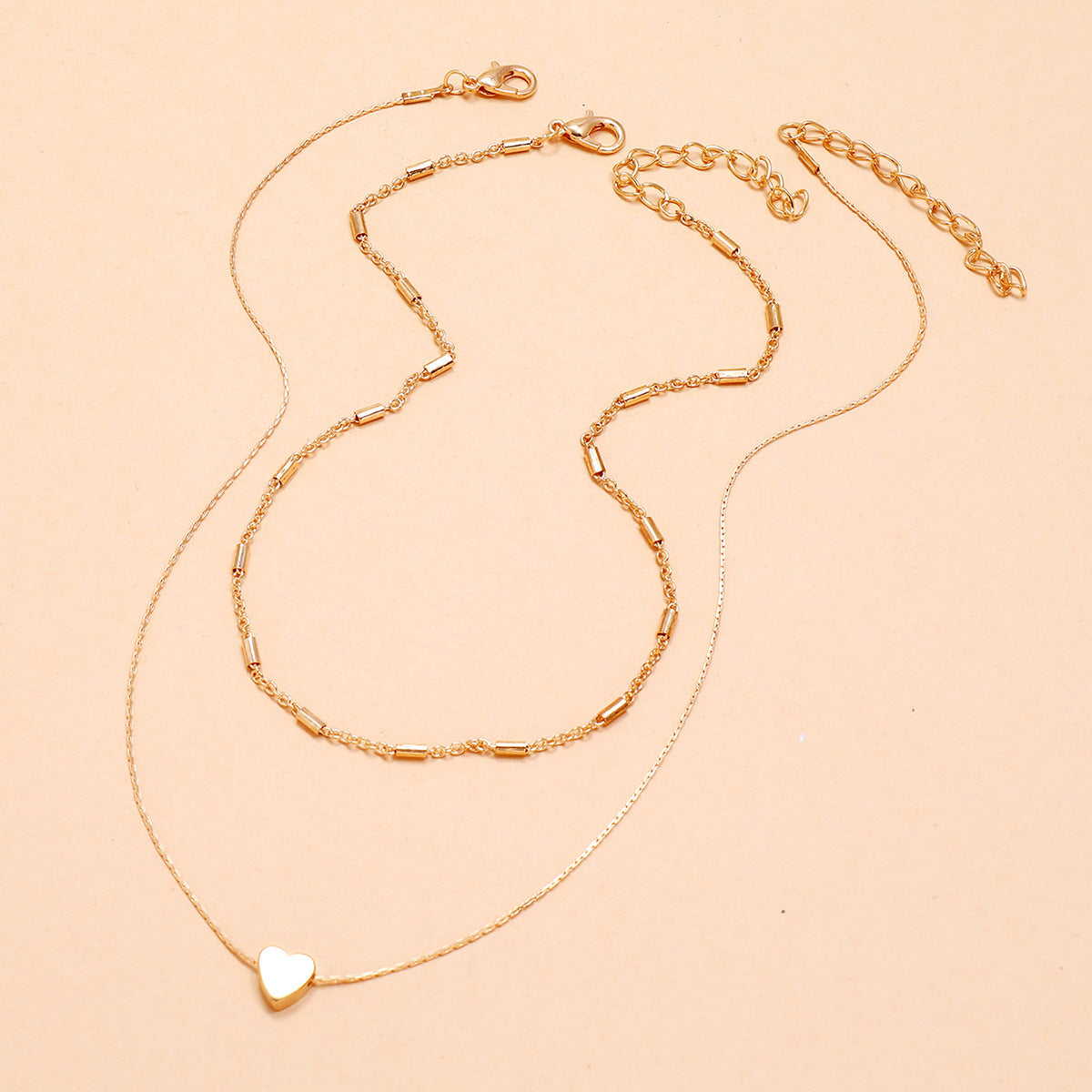 Lovely Style Necklaces 2 Layers Love Heart Multi-layer Chain Choker