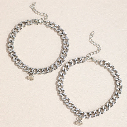 2 Pcs/set Couple Lover Bff Magnetic Cuban Chain Bracelet
