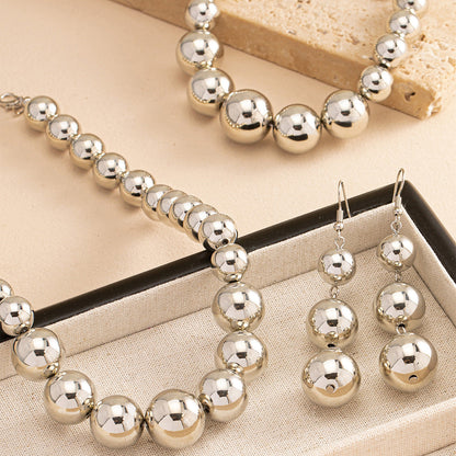 Metallic Beaded necklace Earring Jewelry Set