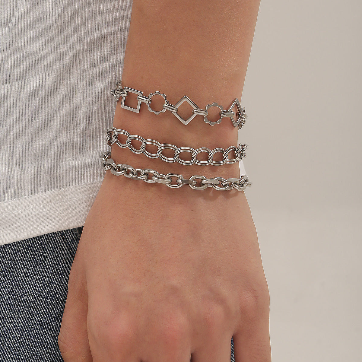 Stainless Steel Sunflower Bracelet Set