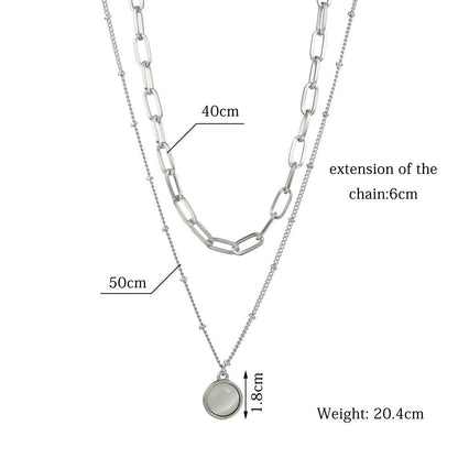 Multi-Layer Chain Opal Pendant Necklace