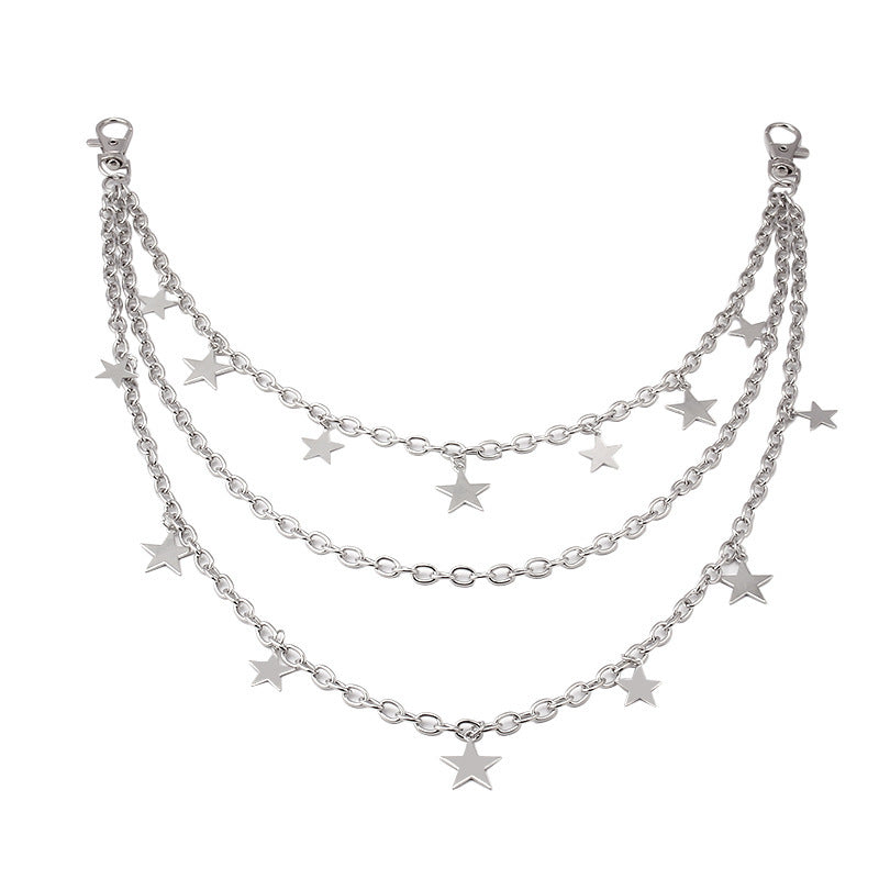Women Sexy Cute Star Multi Layer Pentagram Pendant Chain Waist Chain