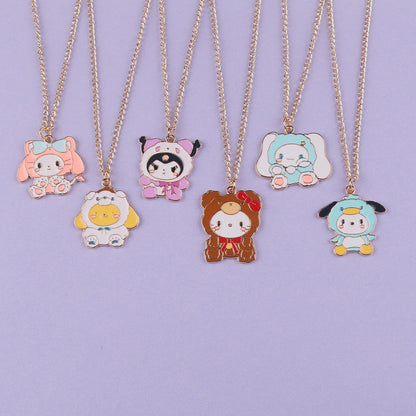 Cute Cartoon Simple Clow Oil Dripping Necklaces