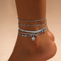 Multi-layer Beach Chain Beaded Cuban Link Anklet Jewelry