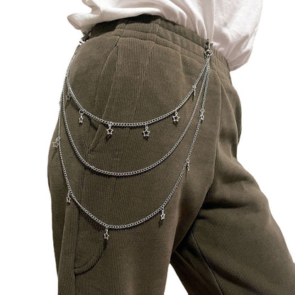 Vintage Metal Key Pendant Multi-layer Star Waist Chain