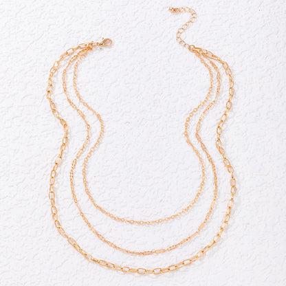 Simple Three Layer Snake Bone Chain Necklace
