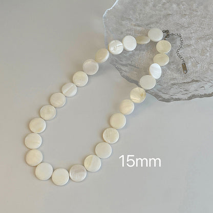 Natural Shell Disc Beading Choker Necklaces