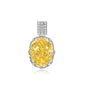 Multicolor Ice Flower Cut Oval CZ Pendant Necklace, 10*14mm 8A Cubic Zirconia, Two-Tone Pave CZ Halo with Pavé Top Frame, Adjustable Chain