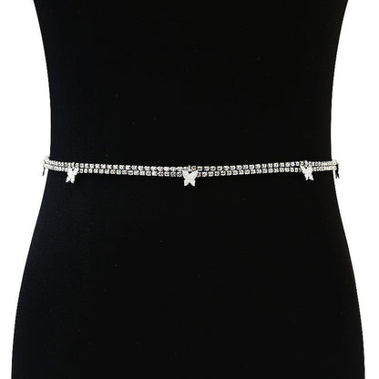 Rhinestone Butterfly Pendant Waist Chain Women Personality Versatile Body Chains